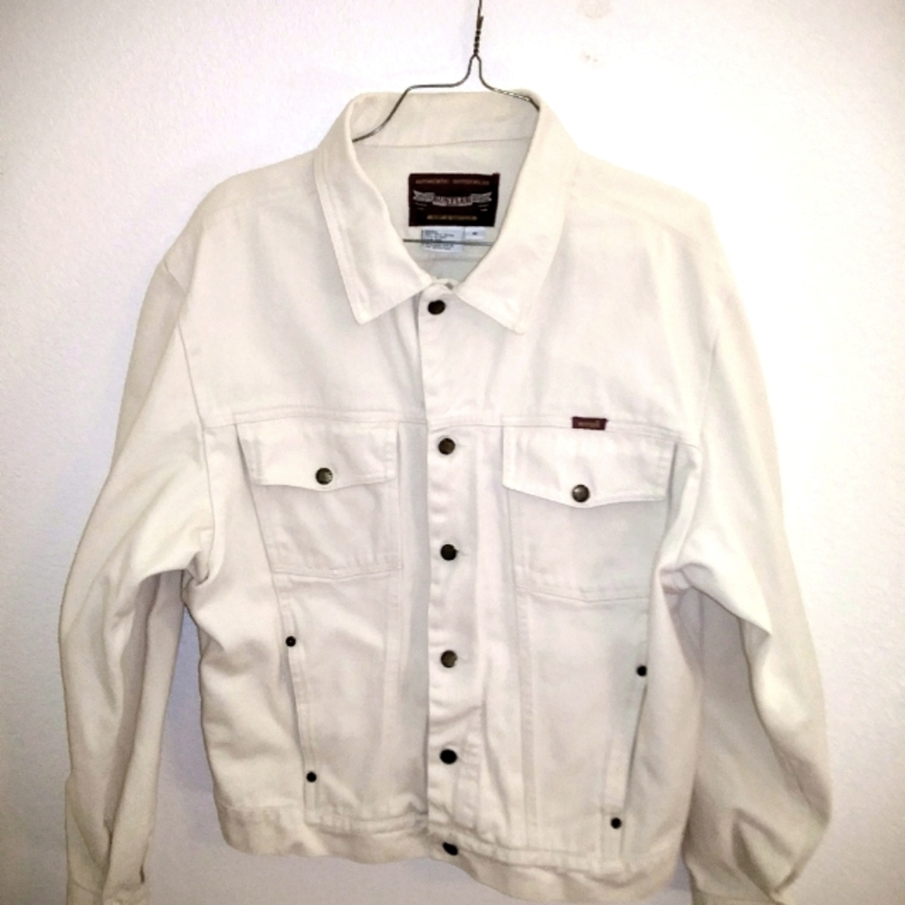 Men's Rustler white denim trucker jacket